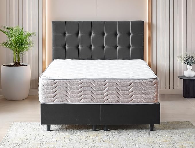 Ottomanson Queen 12” Hybrid Mattress - Rock Salt Infused Quilted Cover - Made in USA - Medium-Firm Support - Individually Pocketed Coils & CertiPUR-US Foam - Fiberglass-Free - Bed in a Box
