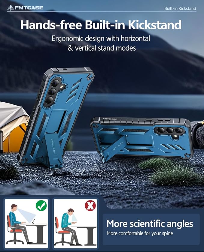 FNTCASE for 11 Pro XL Case Rugged Kickstand 2 Front Frames Black | Built-in Screen Protector 20FT Military-Grade Drop Protection Rugged Heavy Duty Shockproof Full Body Protective Cover