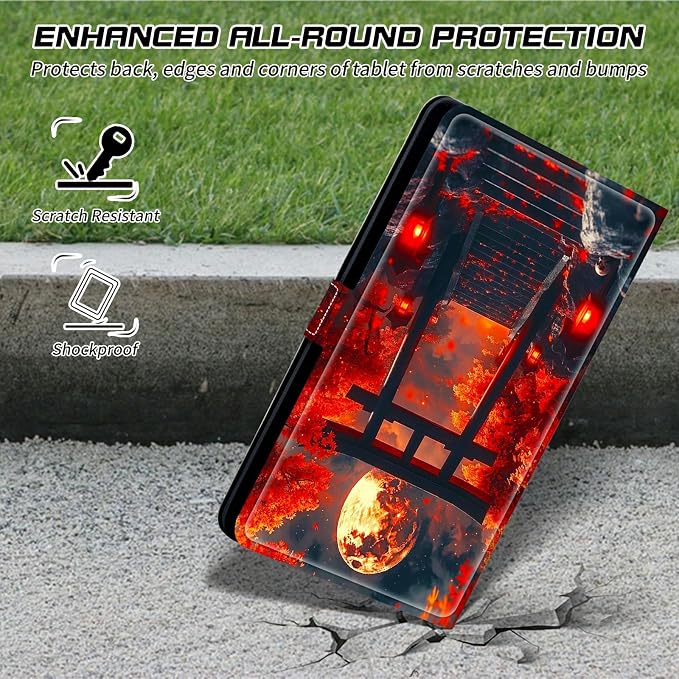 for Walmart Onn 10.1 2024 Onn 10.1 Gen 4 Universal Tablet Case 360 Degree Rotating Kickstand Protective Stand Case with Multiple Viewing PU Leather Shell Case Black Book Cat