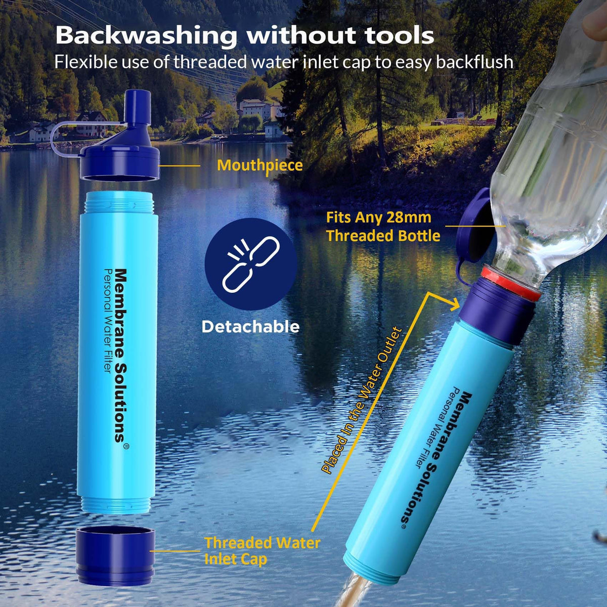 Membrane Solutions Personal Water Filter Straw S1