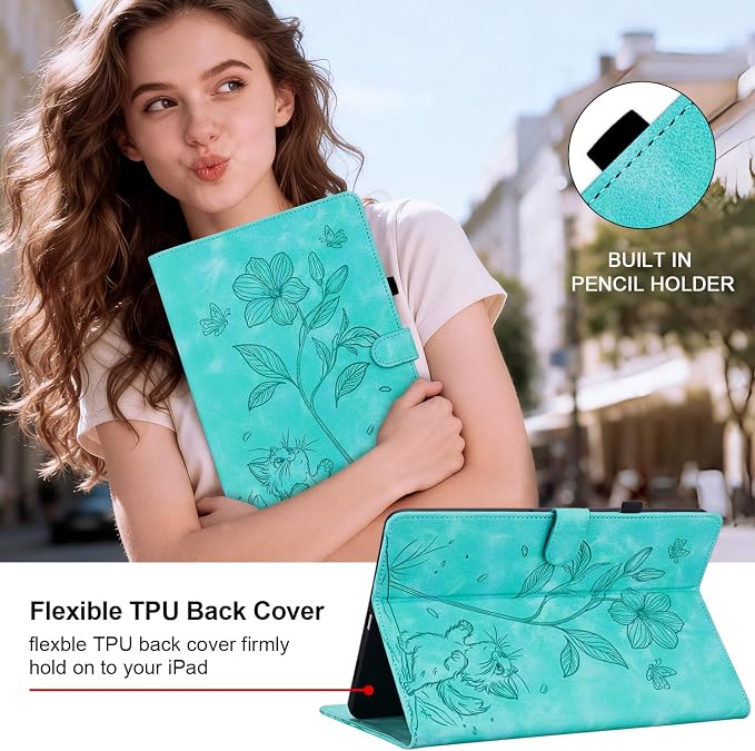 Case for iPad (A16) 11th Generation 11 Inch 2025 iPad 10th Generation 10.9 inch 2022 Auto Wake/Sleep Multi-Angle Flip PU Leather Cover with Pencil Holder Blue