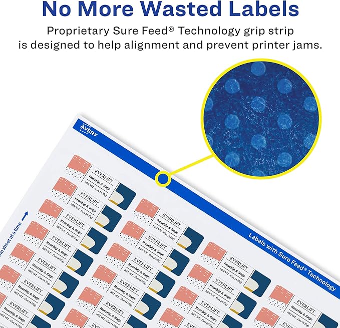 Avery Glossy White Rectangle Labels, Sure Feed Technology, 1.25" x 1.75", 800 Glossy White Labels, Permanent Adhesive, Laser/Inkjet Printable