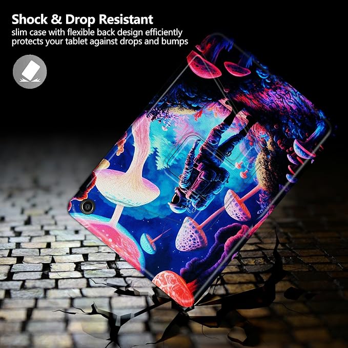 Astronaut Mushrooms Pattern Case for iPad 10.2 iPad 9th Generation 2021/ iPad 8th Generation 2020/ iPad 7th Generation 2019360 Degree Rotating Stand Protective Cover with Auto Sleep/Wake
