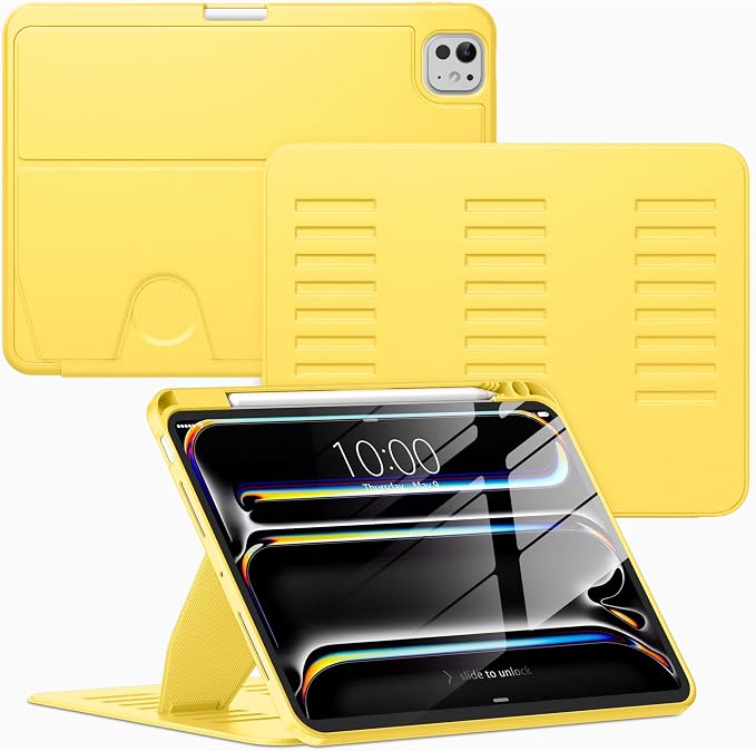 VIKESI Case for iPad Pro 11 inch (M5/M4) 2025/2024Multiple Angles Magnetic Stand CoverShockproof BackPencil Holderand Auto Sleep/WakeBlack