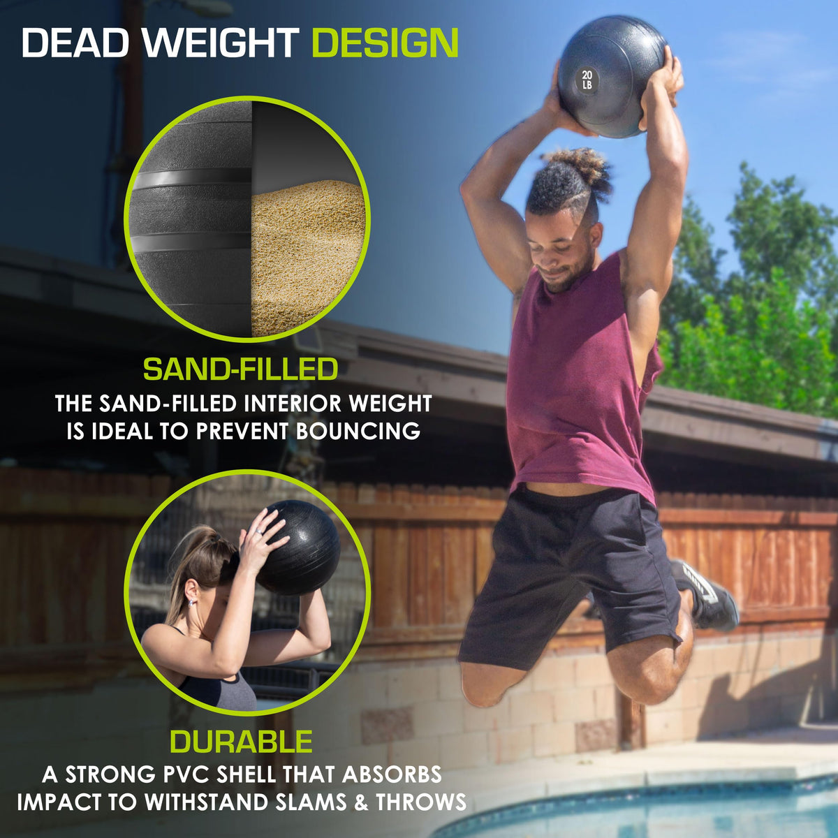ProsourceFit Slam Medicine Ball, Classic Dead Weight Balls for Strength and Conditioning Exercises, Cardio and Core Workouts, 20lb, Black