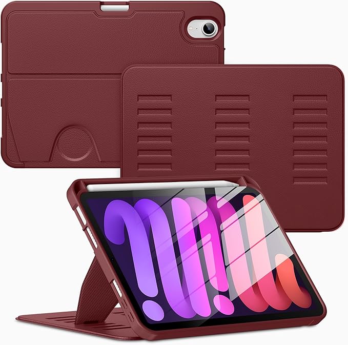VIKESI Case for iPad mini 7 (A17 Pro) and iPad mini 6Multiple Angles Magnetic Stand CoverShockproof Soft BackPencil Holderand Auto Sleep/WakeBlack