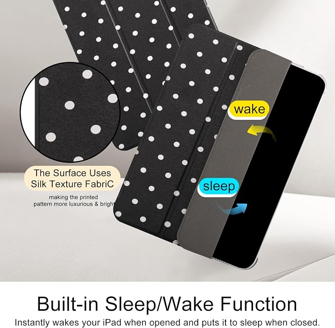 case for ipad 11th Generation11 Inch 2025 (A16 Chip) &amp 10th Gen 10.9 Inch 2022 - Slim Scratch-Resistant Hard PC Translucent Back Shell Smart Cover Wake/Sleep FunctionBlack Bow