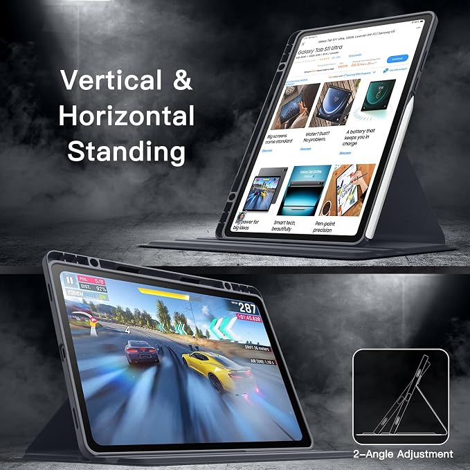 JETech Rotating Case Cover for Samsung Galaxy Tab S11 Black | 360° Rotation Stand Clear Back Design Auto Wake/Sleep S Pen Holder Full Protection