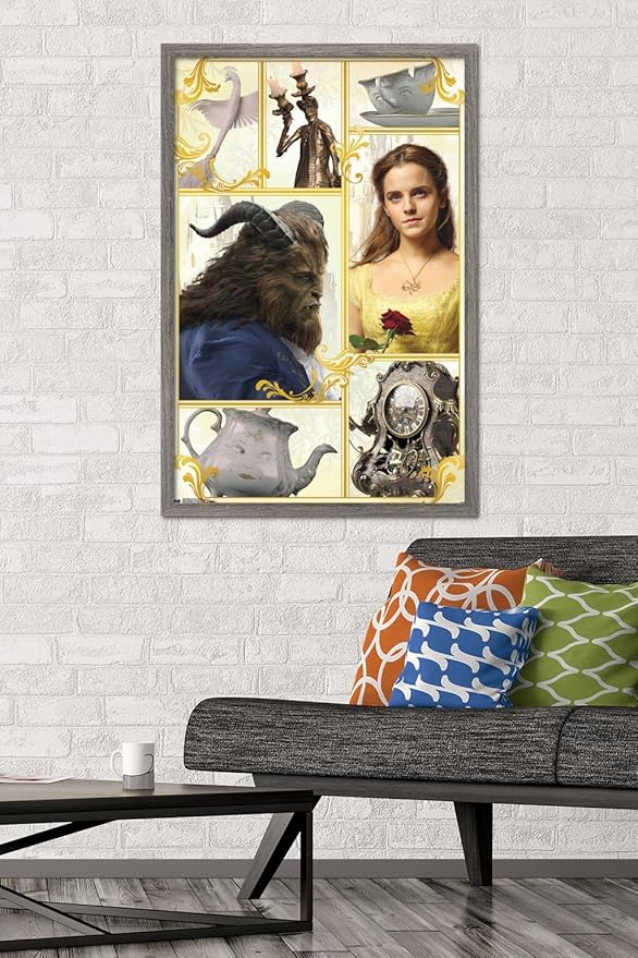 Trends International Disney Beauty And The Beast - Group Wall Poster, 22.375" x 34", Barnwood Framed Version
