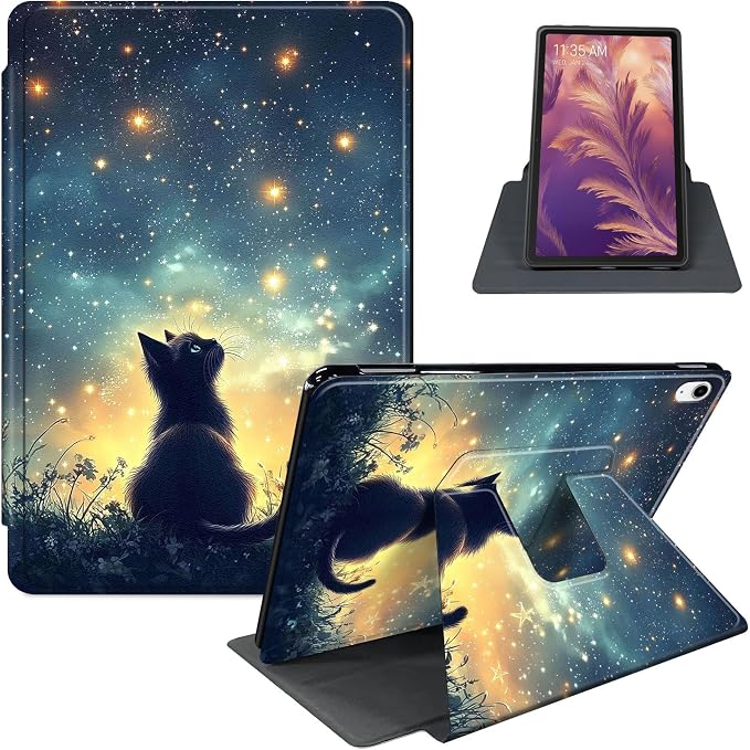 for iPad 11th Generation (A16 2025) 11 / iPad 10th Gen 10.9 2022 Case 360° Rotating PU Leather Stand Cover with Auto Sleep/Wake Shockproof TPU Backl Two Dragons Fighting