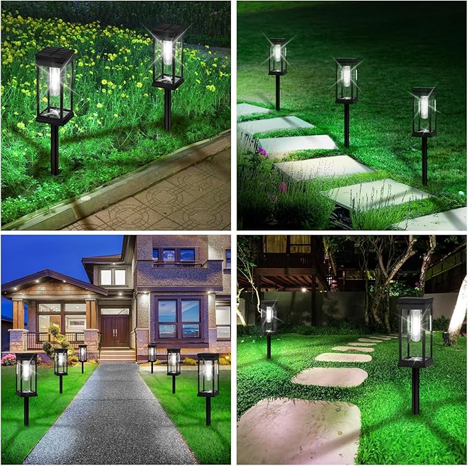 BesLowe 【Upgraded】 Solar Pathway Lights Outdoor, 12-Pack Large LED Solar Light Outdoor Waterproof, Super Bright Outside Lights for Yard, Sun-Powered Landscape Lighting for Garden Walkway, Cool White