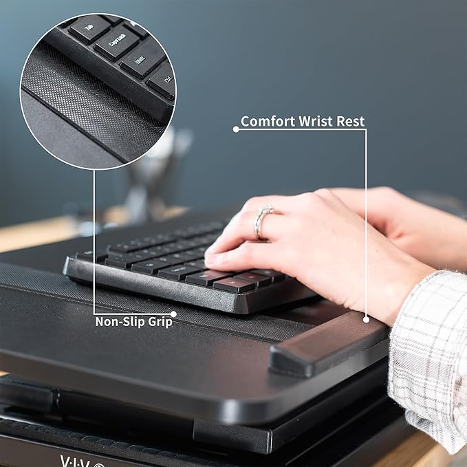 VIVO Single Top 30 inch Tilting Scissors Lift Keyboard and Mouse Riser, Height Adjustable Laptop Desk, for Ergonomic Sit Stand Workstations, Black, Desk-TKR1
