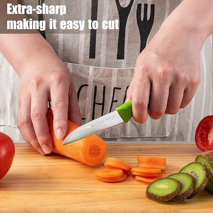 Ruffulon Colorful Paring Knife Set, 6 Piece,Small Fruit Knife,Straight Edge