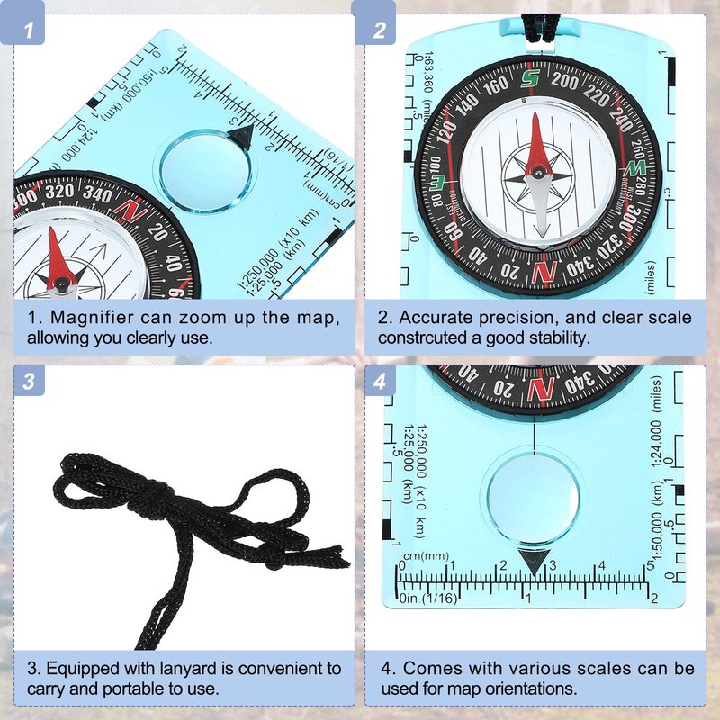 PATIKIL Orienteering Compass, Navigation Hiking Backpacking Compass for Map Reading Survival Outdoor Exploring, Transparent