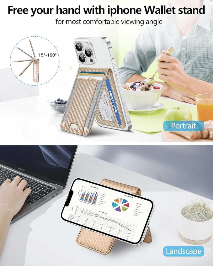 ExtreLife 2-in-1 Magsafe Wallet Adjustable Stand Open ID Window Magnetic Wallet for iPhone 17/16/15/14 Pro Max/14 Pro/14 Plus/13/12 Series 9 Cards Holder Vegan Leather Black