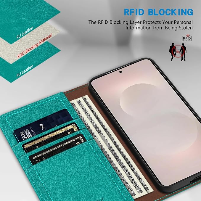 ZZXX for Samsung Galaxy S25 Wallet Case with [RFID Blocking] Card Slot Stand Strong Magnetic Leather Flip Fold Protective Phone Case for Samsung Galaxy S25 Case Wallet(Black-6.2 inch)