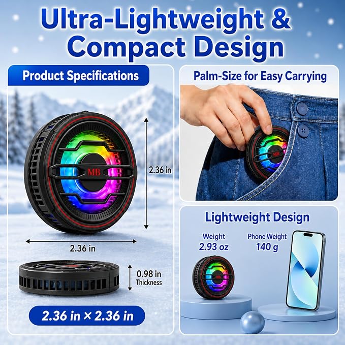 Magnetic Phone Cooler with 15w Fast Wireless Phone Charger Funtion | RGB LED