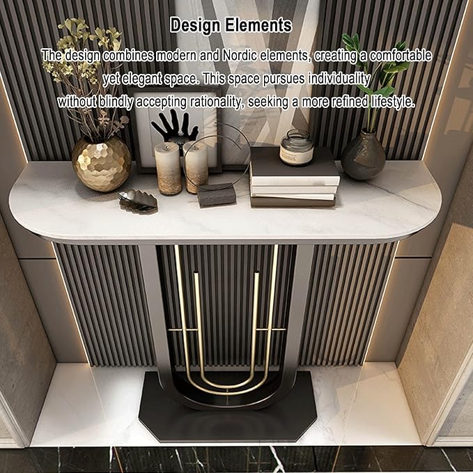 Console Table for Entryway Hall, Against Wall Hotel Long Porch table,stone top recibidor de entrada casa,Entry Home Wall Art Strip Table,for Living Room(A,47.2*11.8*31.5in/120*30*80cm)
