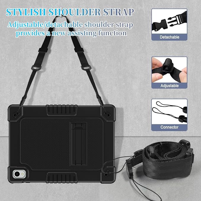 Onn 11 Tablet Pro 2024 Model CaseHeavy Duty Protective Case with Kickstand Shoulder Strap Shell Case for Walmart Onn Tablet Pro 11 inch 2024 Model: 100146660 (Black)