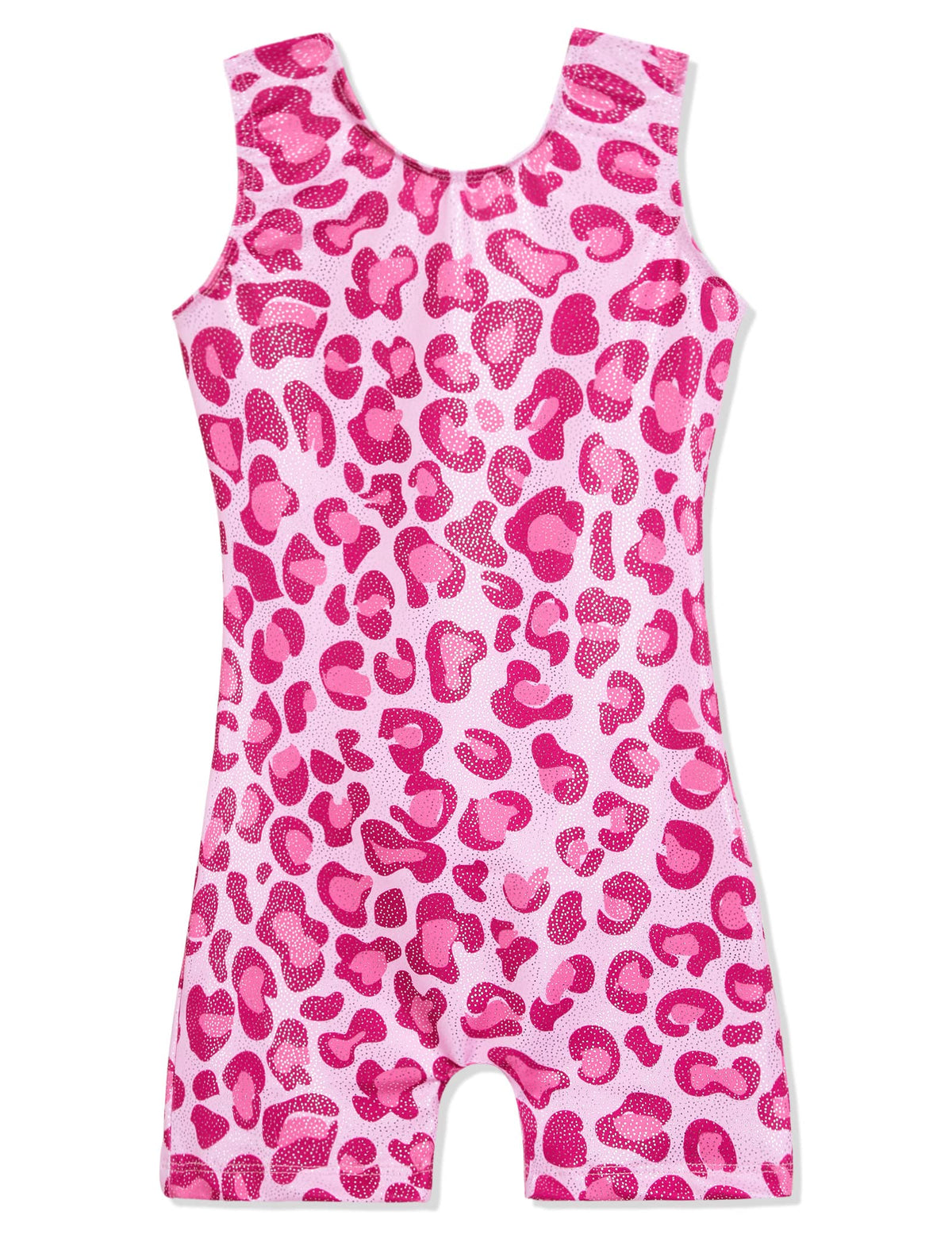 Domusgo Gymnastics Leotards for Girls 6-7 Years Old Shiny Pink Leopard