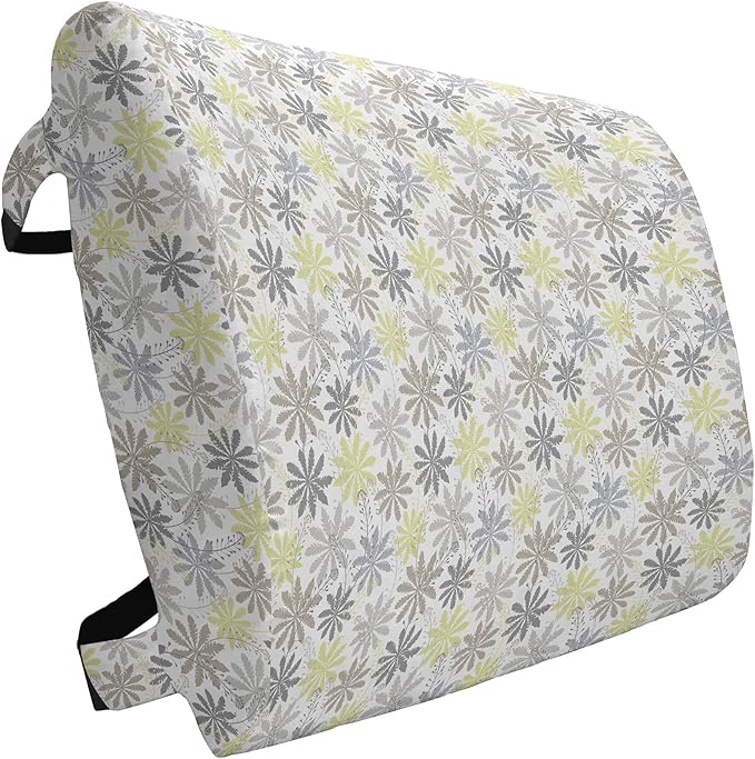 Ambesonne Floral Lumbar Pillow, Print of Shepherd's Purse Silhouettes in Mute Pastel Shades, Soft Back Cushion for Office Chairs with Adjustable Straps, 14" x 13", Dust Dimgray