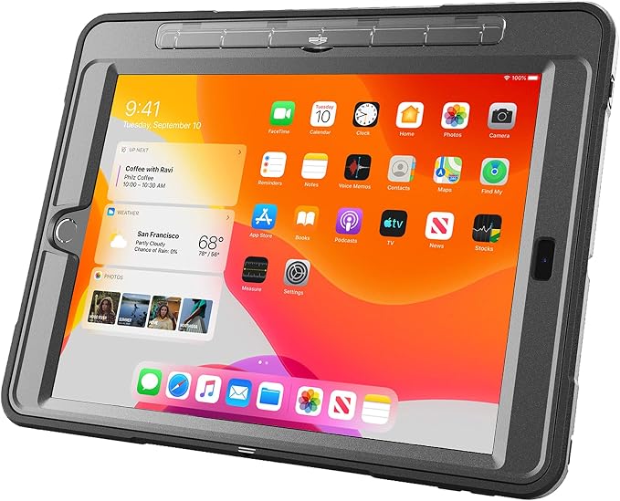 New Trent iPad 9th Generation 8th Generation 7th Generation Stronger Kickstand Full Body case with Rotational Hand Strap &amp Screen Protector 2021 2020 2019 (with Pencil Holder)