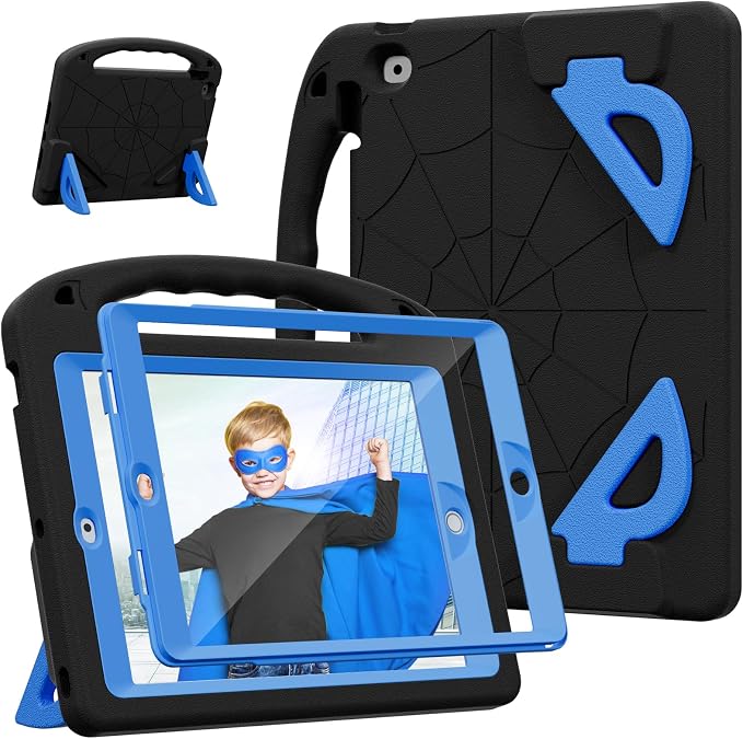 Kids Case for iPad 9th/8th/7th Gen. (10.2-inch 2021/2020/2019) | Shockproof Cover with Built-in Screen Protector and Stand Black