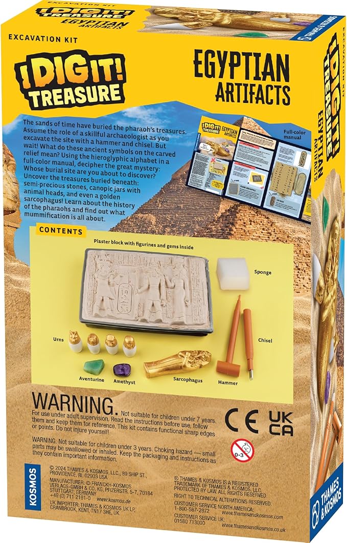 Thames & Kosmos I Dig It! Treasure – Egyptian Artifacts Excavation Kit | Explore Archaeology, Ancient Egypt & Hieroglyphics | Dig Out Collectible Relics & Minerals | Safe, Fun Educational Activity