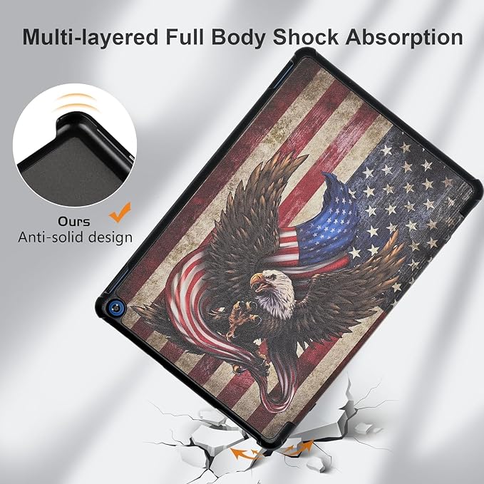 Case for Fire HD 10 Tablet (13th Generation 2023 Release) - America 250 Merchandise Lightweight PU Leather Hard Shell Stand Cover with Auto Wake/Sleep