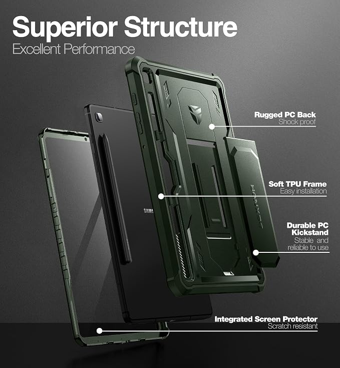 Dexnor Case for Samsung Galaxy Tab S6 Lite 10.4 Inch 2024/2022/2020 [Built in Screen Protector &amp Kickstand] with Pen Holder Heavy Duty Shockproof Full Body Protective Cover for Tab S6 Lite (Black