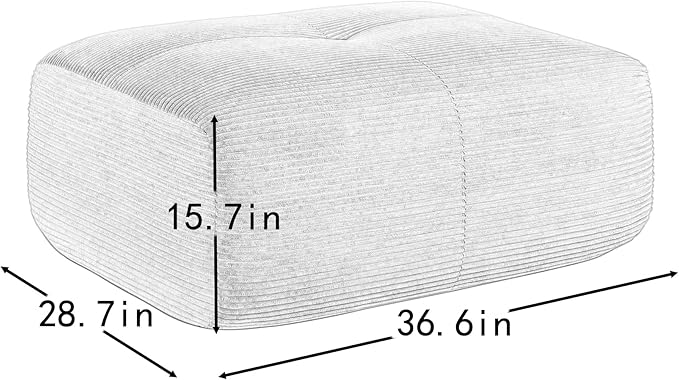 Green Ottoman for Modular Sectional Sofa, Corduroy Deep Seat for Oversized Compressed Boneless Sectional Couches for Living Room Bedroom Apartment, Cloud Sofa Couch, Memory Foam, No Assembly
