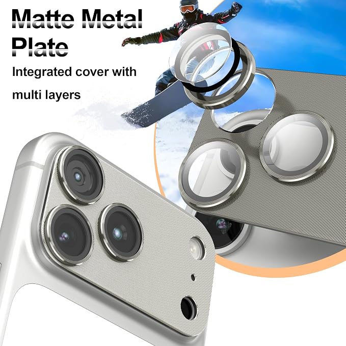 2 Pack for iPhone 17 Pro Camera Lens Protector Metal Aluminum Alloy Tempered Glass Cover Camera Screen Protector Accessories Case Friendly，for iPhone 17 Pro