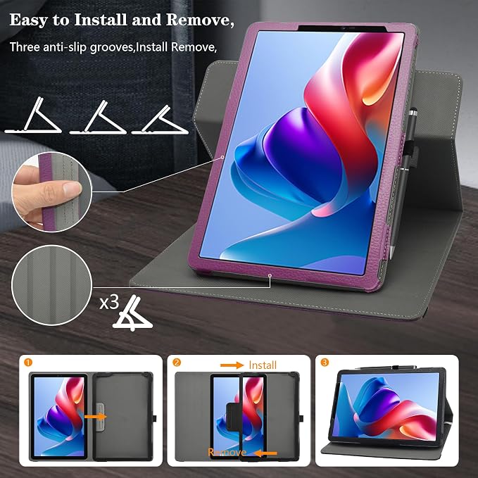 LiuShan Compatible with Bpad Mini SE caseZuleisy E8A case360 Degree Rotation Stand PU Cover for Bpad Mini SE/Robtomp M87QF68L/Blackview Link 2/Zuleisy E8A/Phatom E8A/HAOVM M8 8.7 Inch TabletBlack