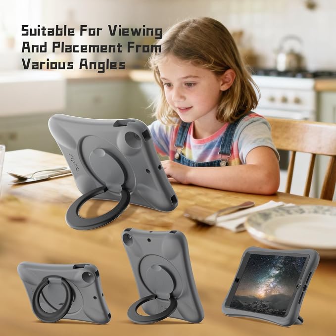 Pepkoo Case for iPad 9.7 Inch 5th/6th Gen &amp Air/Air 2 Shockproof Cover | EVA Shockproof Design with Adjustable Stand. Full-Body Coverage for Study Reading and Daily Use with Flexible Bracket.