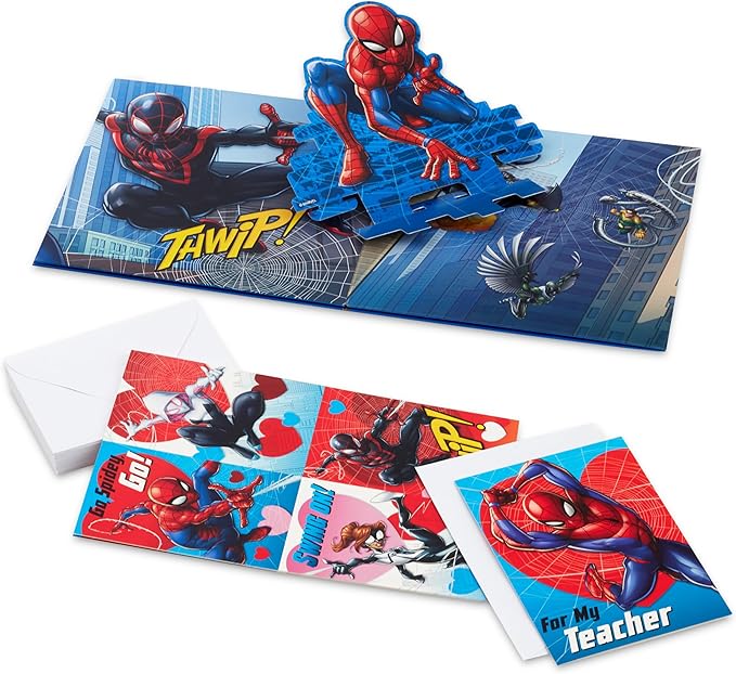 Hallmark Marvel Spider-Man Valentines Day Cards and Mailbox for Kids School Classroom Exchange (1 Box, 32 Valentine Cards, 1 Teacher Card)