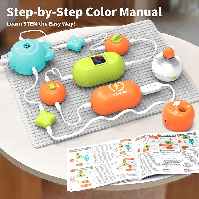 STEM Science Kit for Kids - Electronics Exploration Educational Toy, 31 Circuit Parts & 300+ Projects, No Soldering Needed, Toddler Coding Experiment Gifts for Boys Girls Ages 3-12