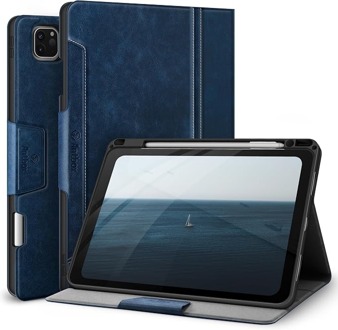 Antbox Case for iPad Pro 11 inch 4th/3rd/2nd/1st Generation Black | Vegan Leather with Pencil Holder Auto Sleep/Wake Function iPad Pro 11 Cover