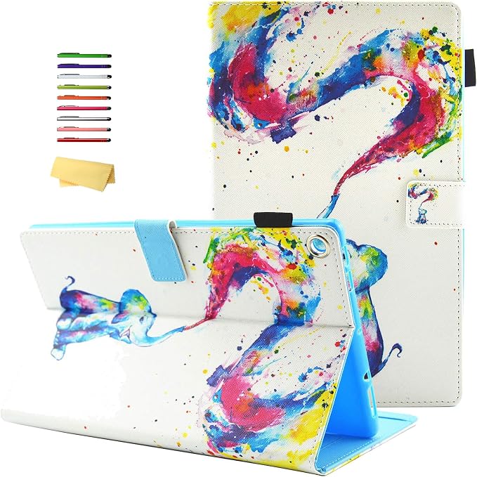 Kindle Fire HD 8 Tablet Case (8th/7th/6th Generation)Smart Stand Synthetic Leather Cover with Auto Wake/Sleep [Card &amp Pencil Holder] for 8 Amazon Fire HD 8 (2018/2017/2016) Blue Sea Beach