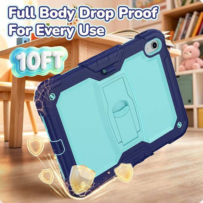 HXCASEAC Case for iPad 9th/8th/7th Generation Case Kids Boys Drop Proof | Built-in Screen Protector Pencil HolderStand Protective Silicone Shockproof Hard Rugged Black