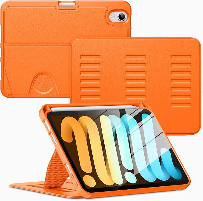 VIKESI Case for iPad mini 7 (A17 Pro) and iPad mini 6Multiple Angles Magnetic Stand CoverShockproof Soft BackPencil Holderand Auto Sleep/WakeBlack