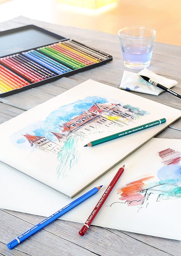 Faber-Castell 117538 Albrecht Dürer Watercolour Pencils, Box of 36 Thick 3.8 mm Watercolour Pencils with Soluble Pigments that Transform in a Few Brushstrokes