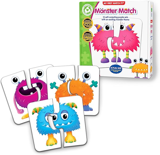 The Learning Journey: My First Match It - Monster Match - Puzzle Games for Toddlers - 15 Self-Correcting Matching Picture Game - Award Winning Toys