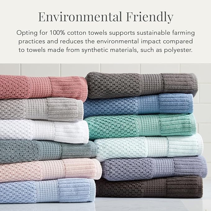 NY Loft 100% Cotton Bath Towel 4 Pack | Super Soft & Absorbent Quick-Dry Bath Towels 30" x 52" |Textured and Durable Cotton | Trinity Collection (4 Pack Bath Towel, Chambray Blue)