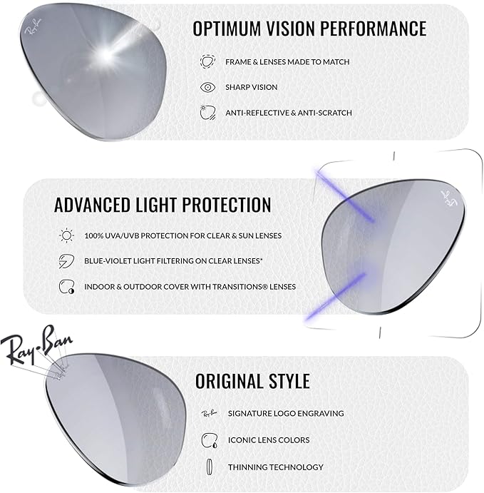 Ray-Ban RB3016 CLUBMASTER BLUE-VIOLET LIGHT CLEAR Square Shaped Sunglasses for Men & Women with Official RAYBAN Eyewear Kit