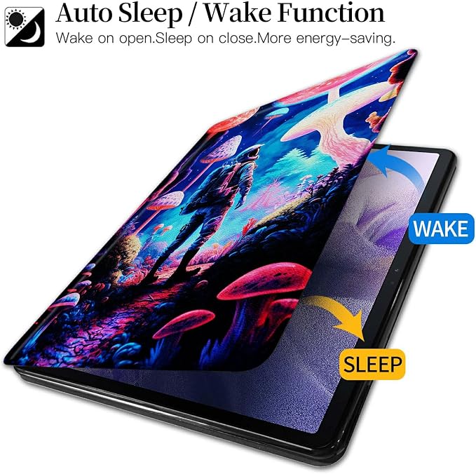 Astronaut Mushrooms Pattern Case for iPad 10.2 iPad 9th Generation 2021/ iPad 8th Generation 2020/ iPad 7th Generation 2019360 Degree Rotating Stand Protective Cover with Auto Sleep/Wake