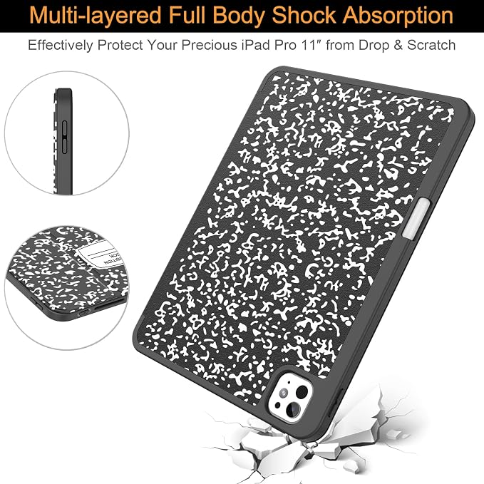 Soke Case for iPad Pro 11 Inch (M5 2025/M4 2024) - Book Black | Built-in Apple Pencil Slot Auto Sleep/Wake Lightweight Protective Cover