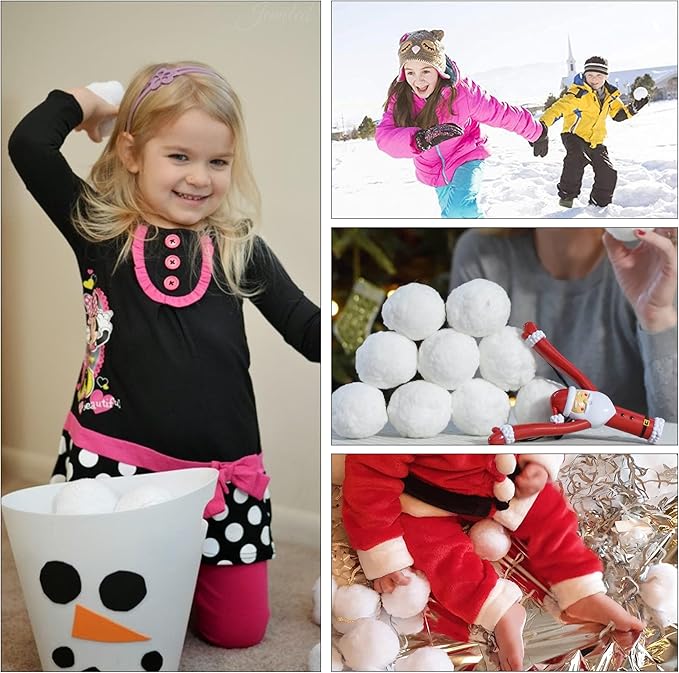 300 Pack Fake Snow Balls, Soft Artificial Snow Balls for Kids, Plush Indoor Snow Ball Fight Set for Multiplayer Outdoor Winter Parent-Child Throwing Game Home Christmas Party Decorations Present