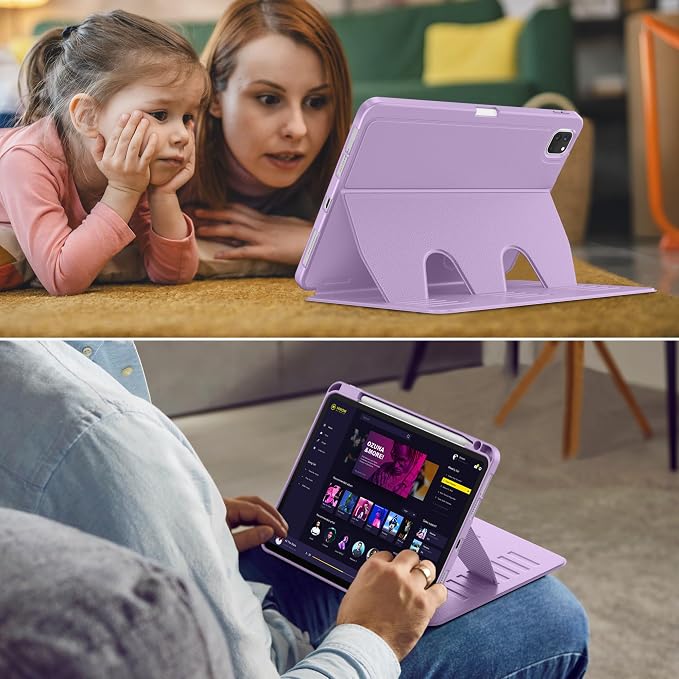VIKESI Case for iPad Pro 11 inch (M5/M4) 2025/2024Multiple Angles Magnetic Stand CoverShockproof BackPencil Holderand Auto Sleep/WakeBlack