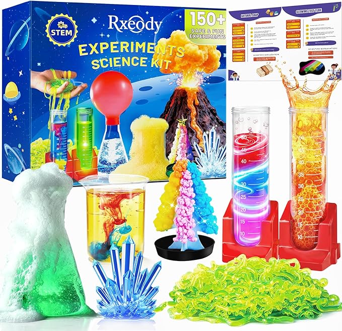 150+ Experiments Science Kits for Kids, STEM Activities Educational Science Kits Gifts with Chemistry Set, Erupting Volcano and Growing Crystal Tree (Science kit)