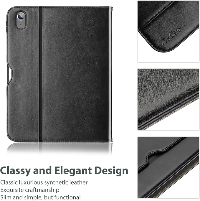 ProCase for iPad A16 11th Generation 11” 2025/iPad 10th Generation 10.9” 2022 with Pencil Holder iPad 11/10 PU Leather Case Business Stand Cover Smart Folio with Hand Strap Front Pocket -Berrypurple